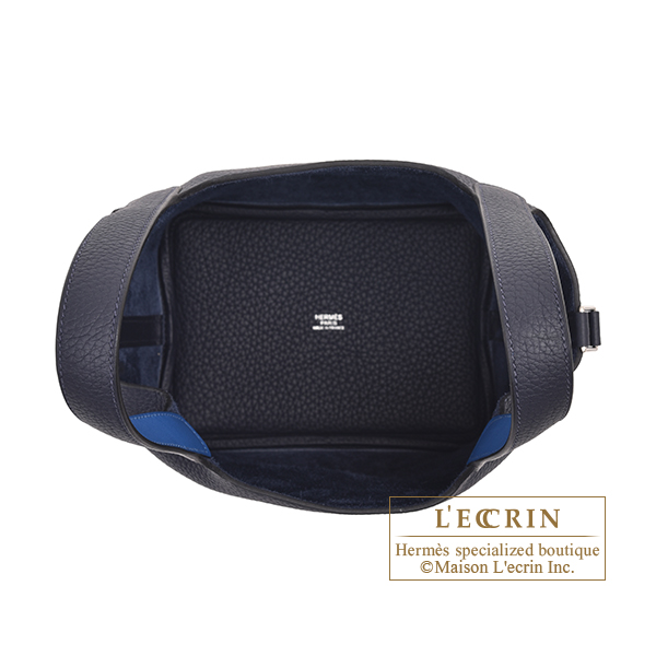 Hermes　Picotin Lock　Eclat bag PM　Blue nuit/Blue france　Clemence leather/Swift leather　Silver hardware