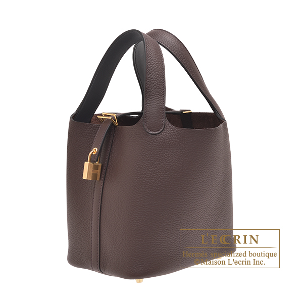 Hermes Picotin Lock Eclat bag PM Rouge sellier/Caban Clemence leather/Swift  leather Gold hardware