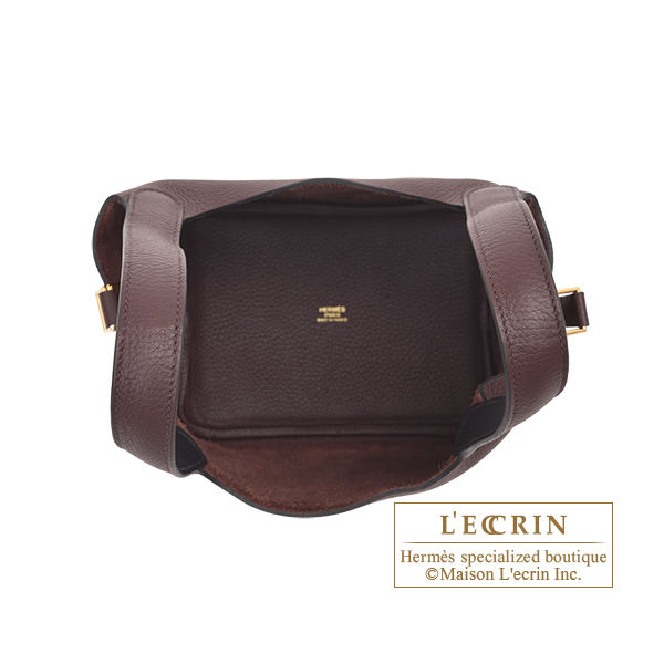 Hermes Picotin Lock Eclat bag PM Rouge sellier/Caban Clemence leather/Swift  leather Gold hardware