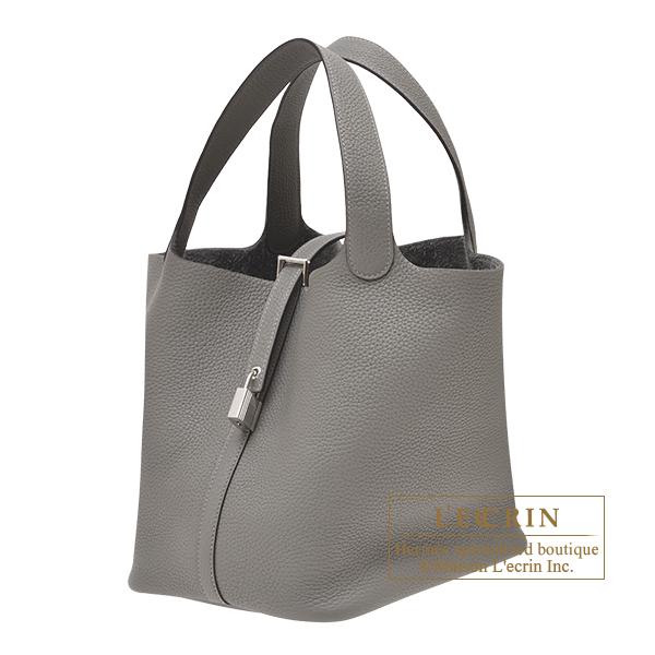 Hermes　Picotin Lock bag MM　Gris meyer　Clemence leather　Silver hardware