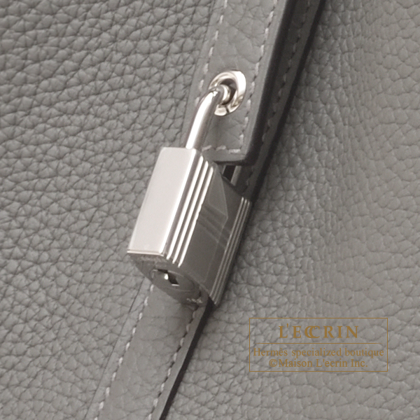 Hermes Picotin Lock bag MM Gris meyer Clemence leather Silver