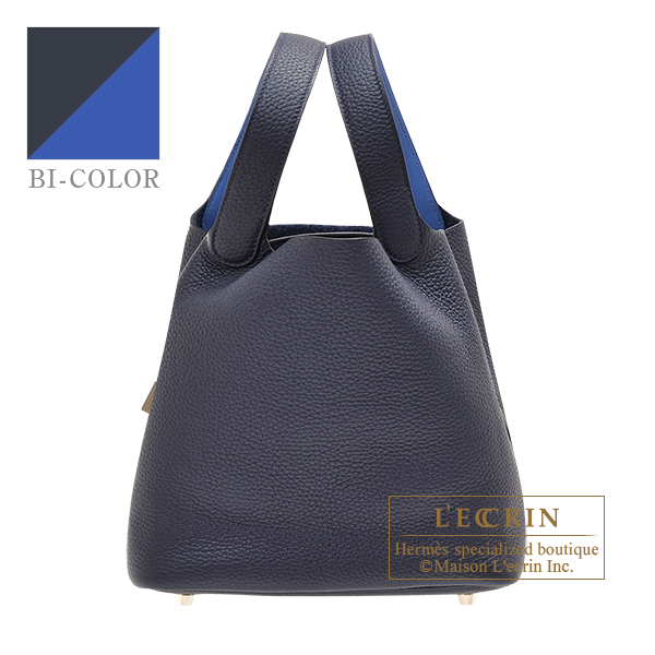 Hermes　Picotin Lock　Eclat bag 22/MM　Blue nuit/　Blue france　Clemence leather/　Swift leather　Silver hardware