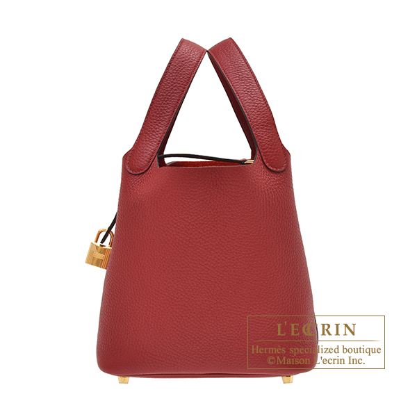 Hermes　Picotin Lock bag 18/PM　Rouge grenat　Clemence leather　Gold hardware