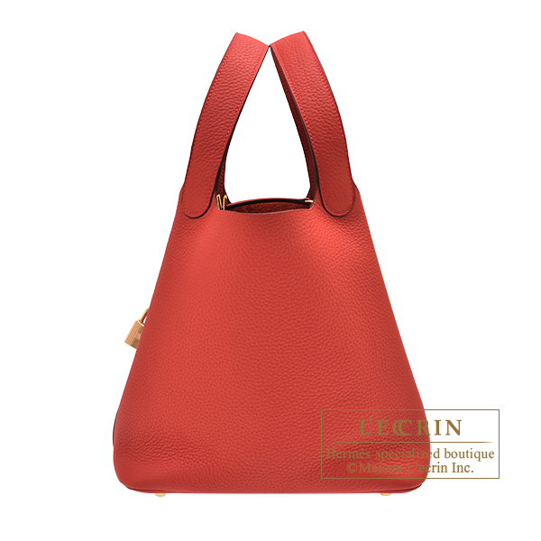 Hermes　Picotin Lock bag MM　Vermillon　Clemence leather　Gold hardware
