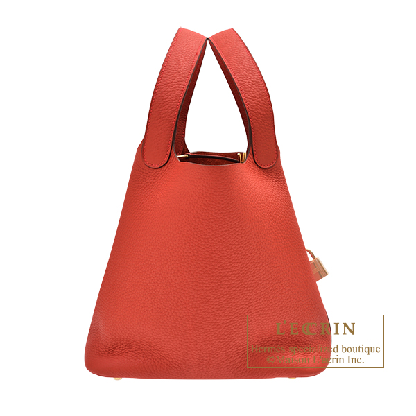 Hermes Picotin Lock Bag 18 In Red Vermillon Leather And Gold