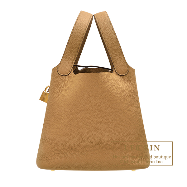 Hermes　Picotin Lock bag MM　Biscuit　Clemence leather　Gold hardware
