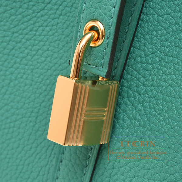 Hermes Picotin Lock Mini Bag Togo Leather Gold Hardware In Teal