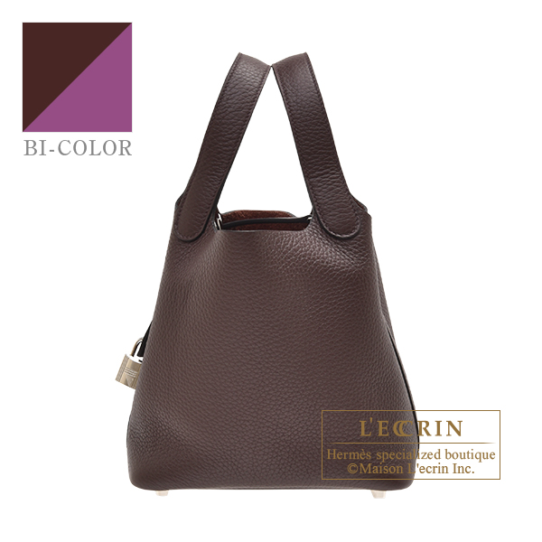 Hermes　Picotin Lock　Eclat bag 18/PM　Rouge sellier/Anemone　Clemence leather/Swift leather　Silver hardware
