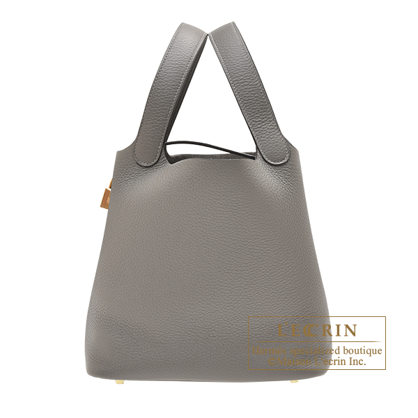 Hermes　Picotin Lock bag 22/MM　Gris meyer　Clemence leather　Gold hardware