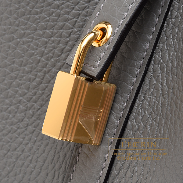 Hermes Picotin Lock bag MM Etoupe grey Clemence leather Gold