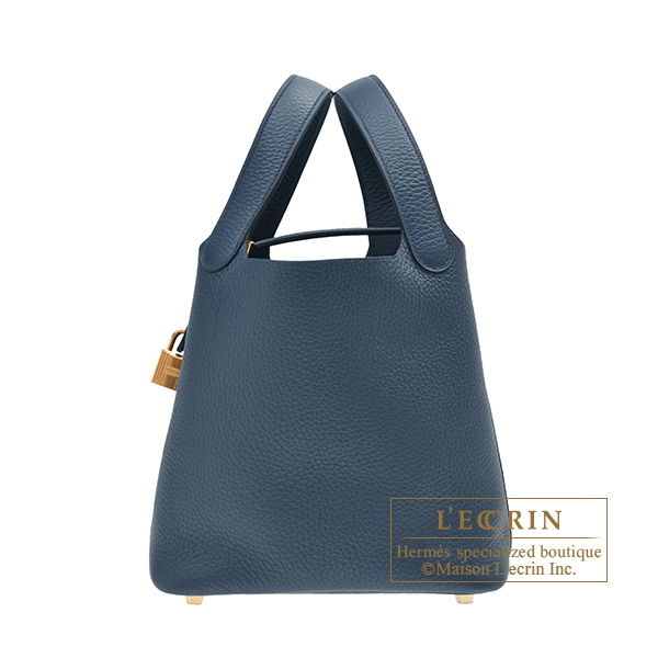 Hermes　Picotin Lock bag PM　Blue de presse　Clemence leather　Gold hardware