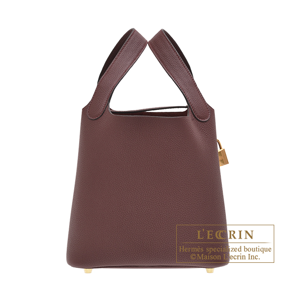 Hermes Picotin Lock bag PM Bordeaux Clemence leather Silver