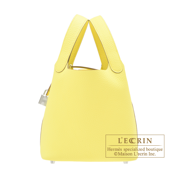 Hermes Picotin Lock bag PM Limoncello Clemence leather Silver hardware