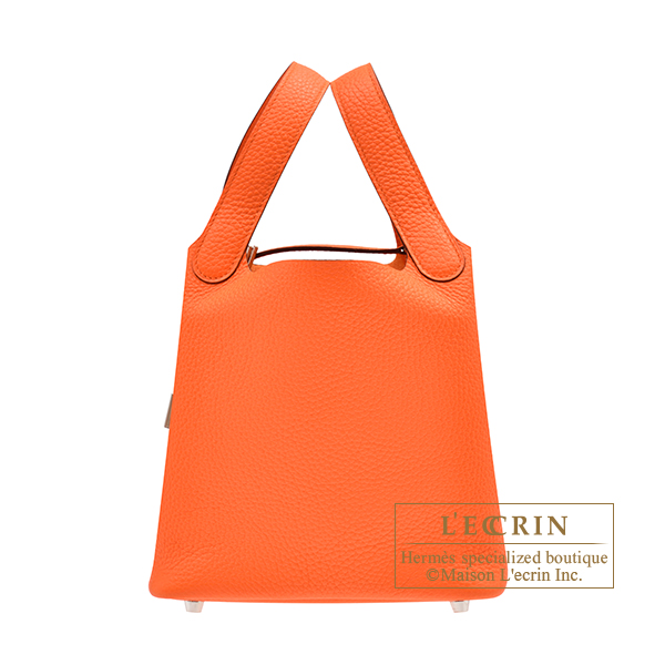 HERMES Bag Picotin Lock GM Orange Silver Hardware Handbag Tote Ladies