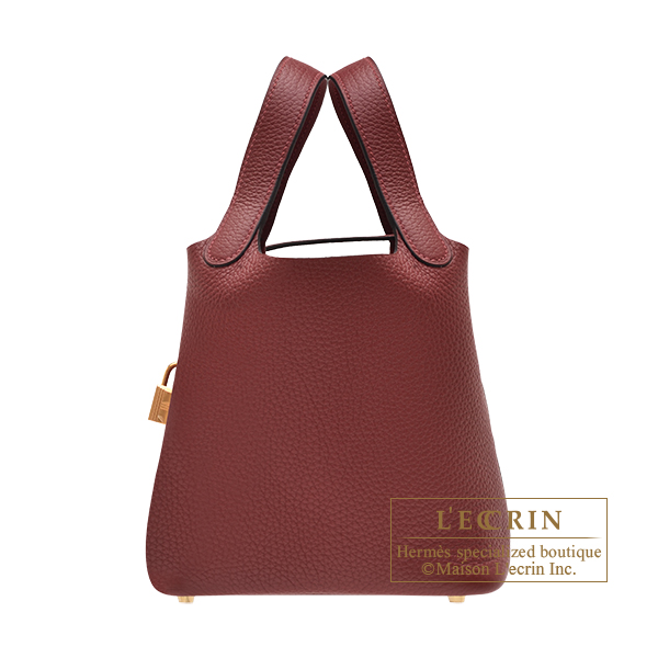 Hermes Picotin Lock bag PM Rouge H Clemence leather Gold hardware