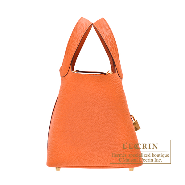 Replica Hermes Picotin Lock 22 Bag In Orange Clemence Leather