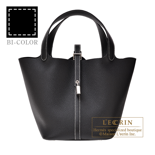 Hermes　Picotin Lock Stitch bag MM　Black　Clemence leather　Silver hardware