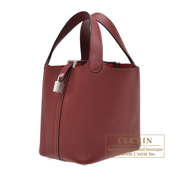 Hermes Picotin Lock bag MM Rouge sellier Clemence leather Silver hardware