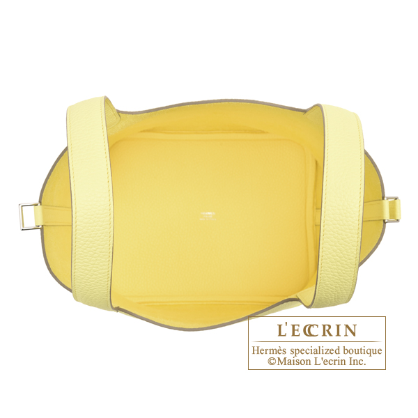 Hermes Picotin Lock bag PM Limoncello Clemence leather Silver