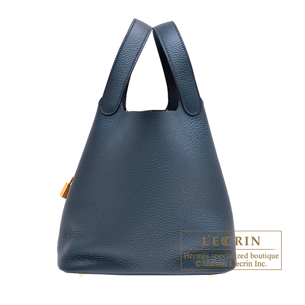 Hermes　Picotin Lock bag 22/MM　Blue de presse　Clemence leather　Gold hardware