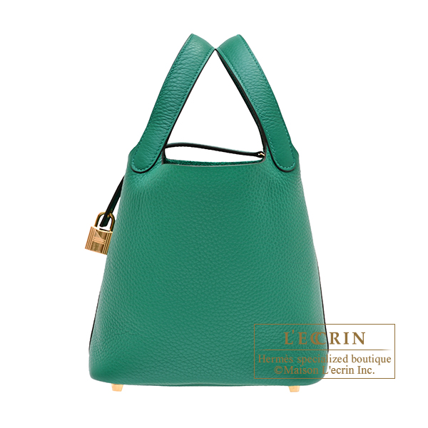 Hermes　Picotin Lock bag 18/PM　Vert vertigo　Clemence leather　Gold hardware