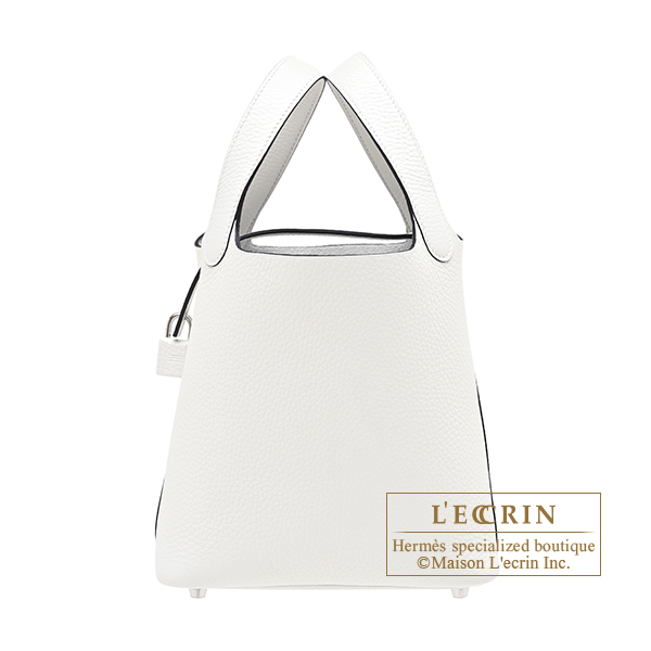 Hermes　Picotin Lock bag 18/PM　White　Clemence leather　Silver hardware