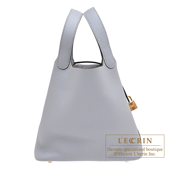 Hermes Picotin Lock bag 22/MM Gris pantin Clemence leather Gold hardware