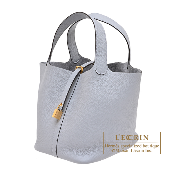 Hermes Picotin Lock bag 22/MM Gris pantin Clemence leather Gold hardware