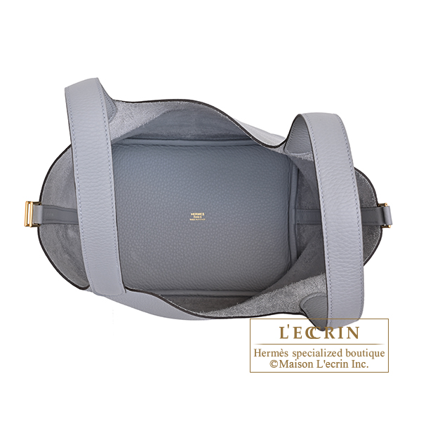 Hermes Picotin Lock bag 22/MM Gris pantin Clemence leather Gold hardware