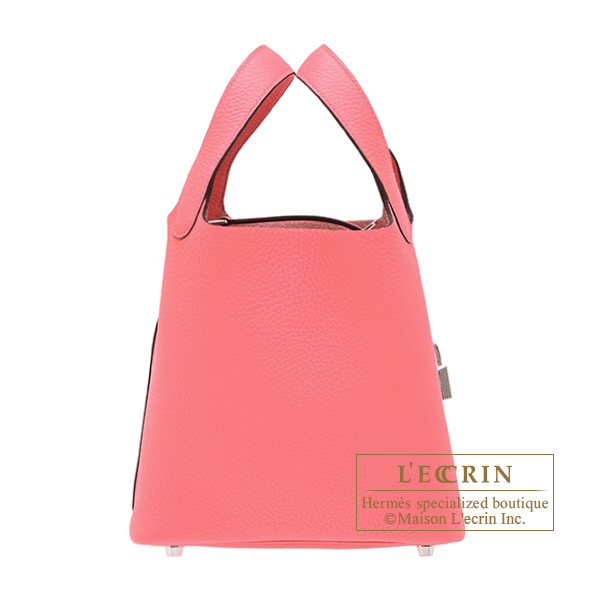 Hermes Picotin Lock bag 18/PM Rose azalee Clemence leather Silver hardware