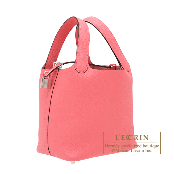 Hermes Picotin Lock bag 18/PM Rose azalee Clemence leather Silver hardware