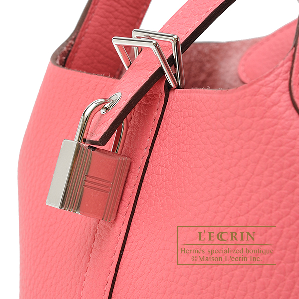 Hermes Picotin Lock bag 18/PM Rose azalee Clemence leather Silver hardware