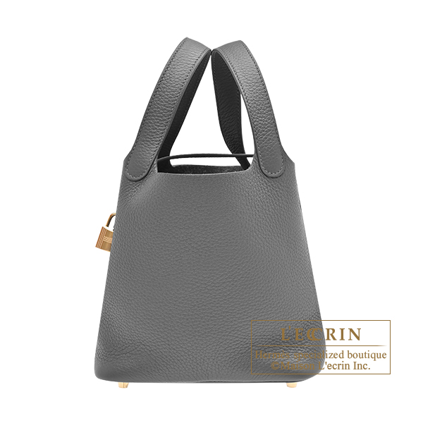 Hermes　Picotin Lock bag 18/PM　Ardoise　Clemence leather　Champagne gold hardware