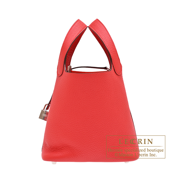 Hermes　Picotin Lock bag 18/PM　Rouge radieux　Clemence leather　Silver hardware