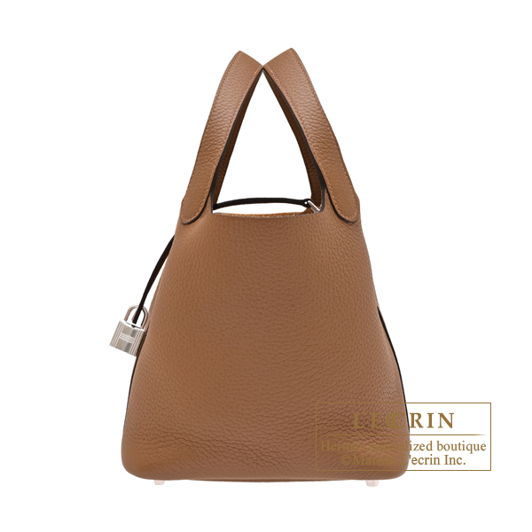 Hermes　Picotin Lock bag 18/PM　Alezan　Clemence leather　Silver hardware