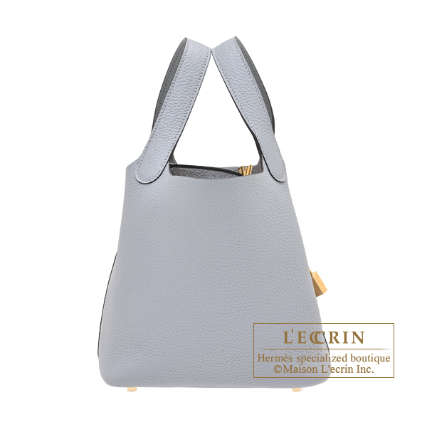 Hermes Picotin Lock bag 18/PM Gris pantin Clemence leather Gold hardware