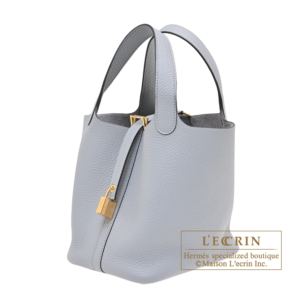 Hermes Picotin Lock bag 18/PM Gris pantin Clemence leather Gold hardware