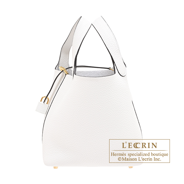 Hermes　Picotin Lock bag 18/PM　New white　Clemence leather　Gold hardware