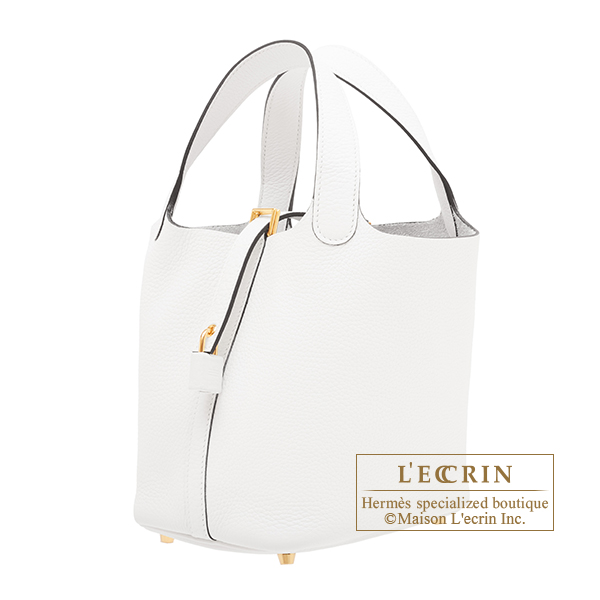Hermes Picotin Lock bag 18/PM New white Clemence leather Gold hardware