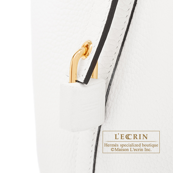 Hermes Picotin Lock bag 18/PM New white Clemence leather Gold hardware