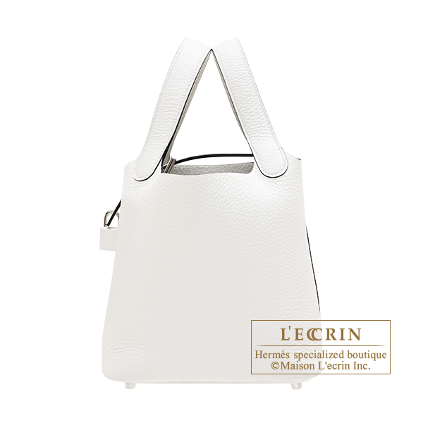 Hermes　Picotin Lock bag 18/PM　White　Clemence leather　Silver hardware