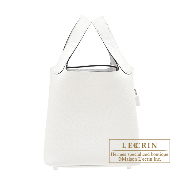 Hermes Picotin Lock bag 18/PM White Clemence leather Silver hardware