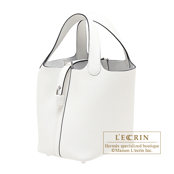 Hermes Picotin Lock bag 18/PM White Clemence leather Silver hardware