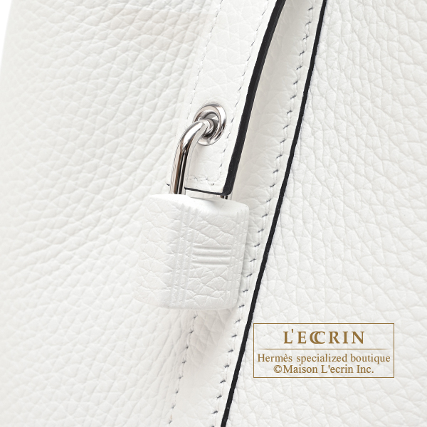 Hermes Picotin Lock bag 18/PM White Clemence leather Silver hardware