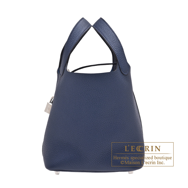 Hermes　Picotin Lock bag 18/PM　Blue navy　Clemence leather　Silver hardware
