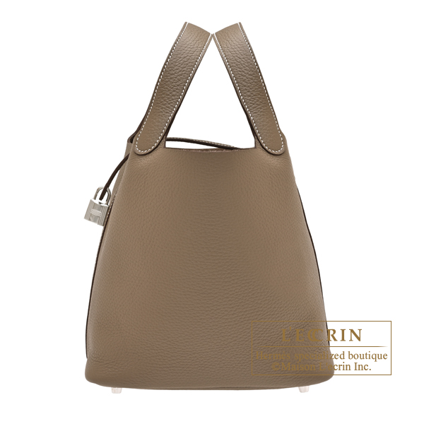 Hermes　Picotin Lock bag 22/MM　Etoupe grey　Clemence leather　Silver hardware