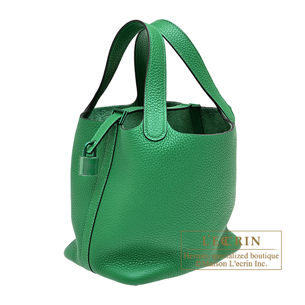 Hermes Picotin Lock Monochrome bag 18/PM So-green Bambou Clemence leather Green hardware
