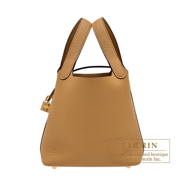 Hermes　Picotin Lock bag 18/PM　Biscuit　Clemence leather　Gold hardware