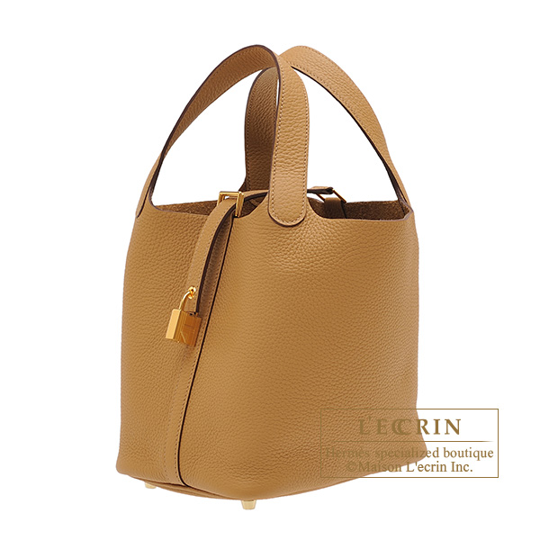 Hermes Picotin Lock bag 18/PM Biscuit Clemence leather Gold hardware