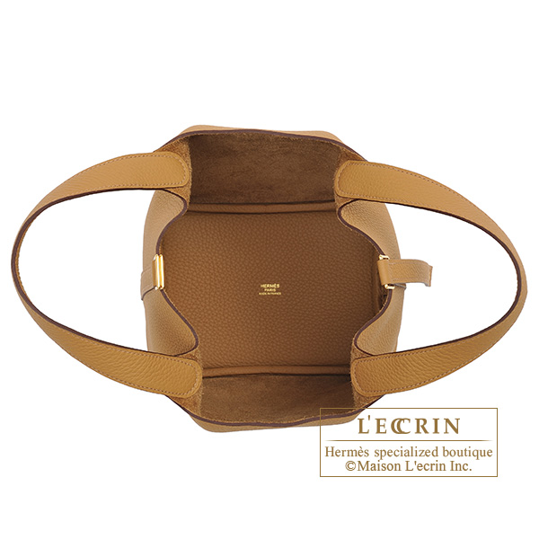 Hermes Picotin Lock bag 18/PM Biscuit Clemence leather Gold hardware